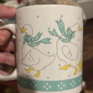 Whimsical Goose Mug with mint green Accent colors